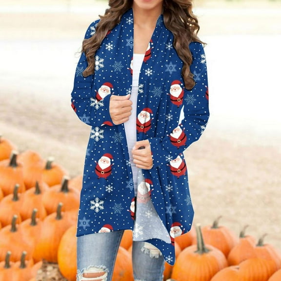 Fall Style From $8,AXXD Autumn Casual Loose Solid Printed Long Sleeve Pocket Sweater Cardigan for Girl for Dress Clearance Blue Size 4