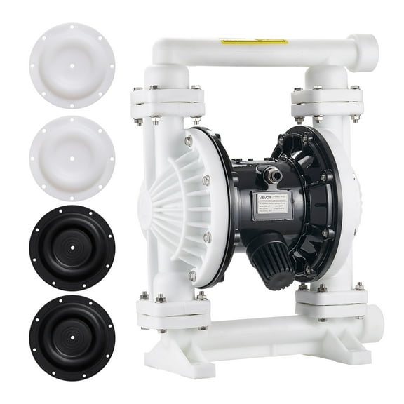 VEVOR Air Operated Double Diaphragm Pump, 25 GPM, 1 inch Inlet & Outlet Pneumatic Waste Oil Transfer Pump, Max 100 PSI, Polypropylene Body, Air-Operated for Diesel, Grease, Kerosene, Gasoline & Oil