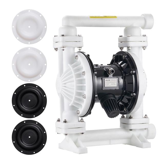 VEVOR Air Operated Double Diaphragm Pump, 25 GPM, 1 inch Inlet & Outlet Pneumatic Waste Oil Transfer Pump, Max 100 PSI, Polypropylene Body, Air-Operated for Diesel, Grease, Kerosene, Gasoline & Oil