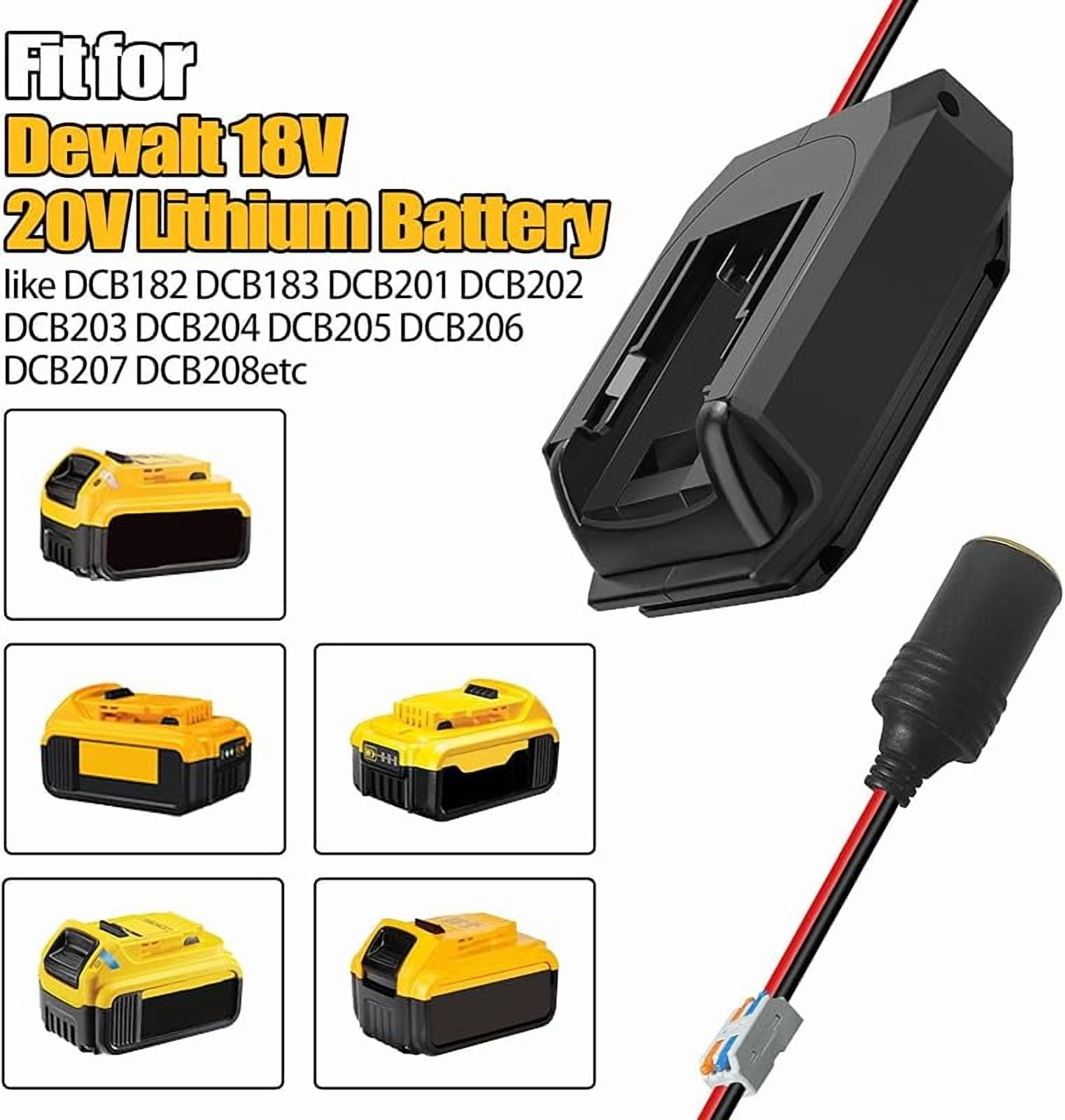Step Down Converter for De*walt 20V to12V Power Wheels Battery Adapter&Cigarette Lighter Adapter,DC 12V(5-13V) Buck Converter Regulator, Power Wheel Adapter for All Car Appliances