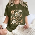 thumbnail image 4 of Fiudx Ropa de Mujer Camisetas Informales con Estampado de Flores para Mujer, Camisetas Extragrandes de Manga Corta, 4 of 7