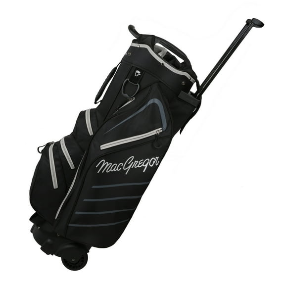 MacGregor Golf VIP Cart Bag with Built In Wheels / Handle, 14 Way Divider, Black/Silver