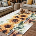 thumbnail image 2 of Fsddascl Summer Floral Outdoor Rug for Patio/Deck/Porch, Non-Slip Large Area Rug 4 x 6 Ft, Spring Retro Watercolor Sunflowers Bow Vase Indoor Outdoor Rugs Washable Area Rugs, Camping Rug Carpet, 2 of 5