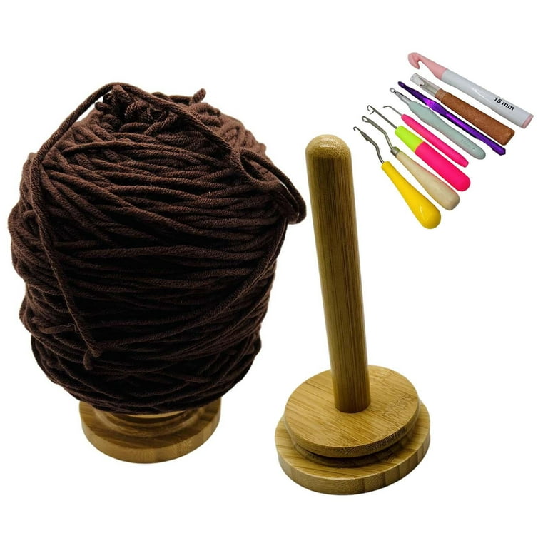 Yarn Ball Holder for Crocheting with 8 Crochet Hooks Ribbon Yarn Ball Winder, Size: 18cmx8.8cmx8.8cm
