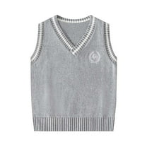 ZACPNCV Kids Knitted Sweater Vest Girls Uniform School Wear Casual Daily Waistcoat Warm Jacket Playwear Gray 13-14 Years