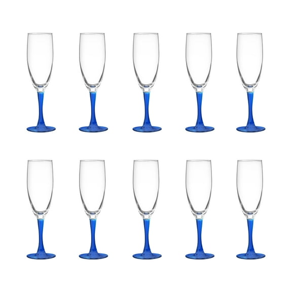 Nuance Champagne Flutes by ARC 5.75 oz. Set of 10, Bulk Pack - Perfect for Hotel, Bar, Restaurant or Lounge - Blue