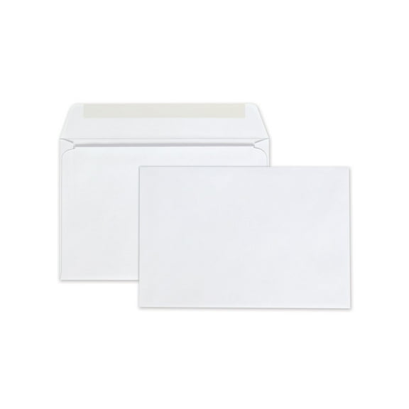 Open-Side Booklet Envelope, #6 1/2, Hub Flap, Gummed Closure, 6 X 9, White, 100/box
