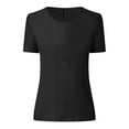 thumbnail image 5 of Moda mujer casual manga corta cuello redondo sólido tops encaje patchwork blusa Pompotops  hkajfhjk465144, 5 of 5