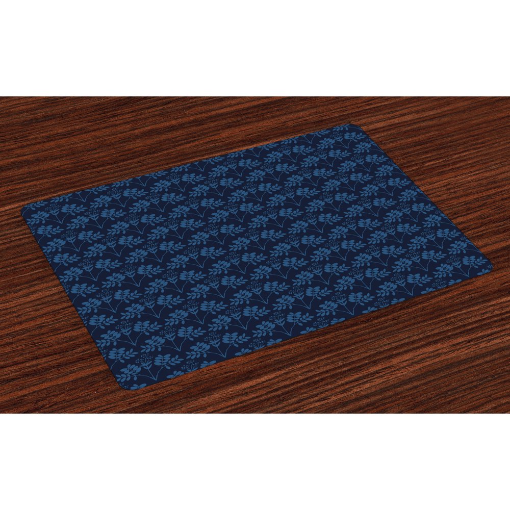 Indigo Placemats Set of 4 Ocean Inspired Garden Botanic Floral Details