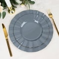 thumbnail image 2 of Balsa Circle 10 Dusty Blue 9" Round Disposable Salad Dinner Plastic Plates Gold Wavy Trim Wedding Party Tableware, 2 of 8