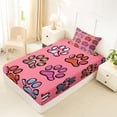 thumbnail image 4 of Homewish Dog Paws Twin Sheets,Cartoon Animal Bedding,Pink,3pcs,1 Fitted Sheet and 1 Pillowcase, 4 of 6