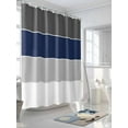 thumbnail image 3 of Fsddascl Navy Blue Grey Striped Shower Curtain Set - Extra Long 72" x 96" Washable Bathtub Curtain with 12 Hooks, Farmhouse Modern Waterproof Fabric Stall Shower Curtains for Bathroom/Bathtub Décor, 3 of 6