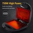 thumbnail image 5 of Sandwich Maker With Non-stick Deep Grid Surface For Egg  Ham Steaks Compact Electric Grill Tostadora De Pan Black Etl Certificated Roy, 5 of 9
