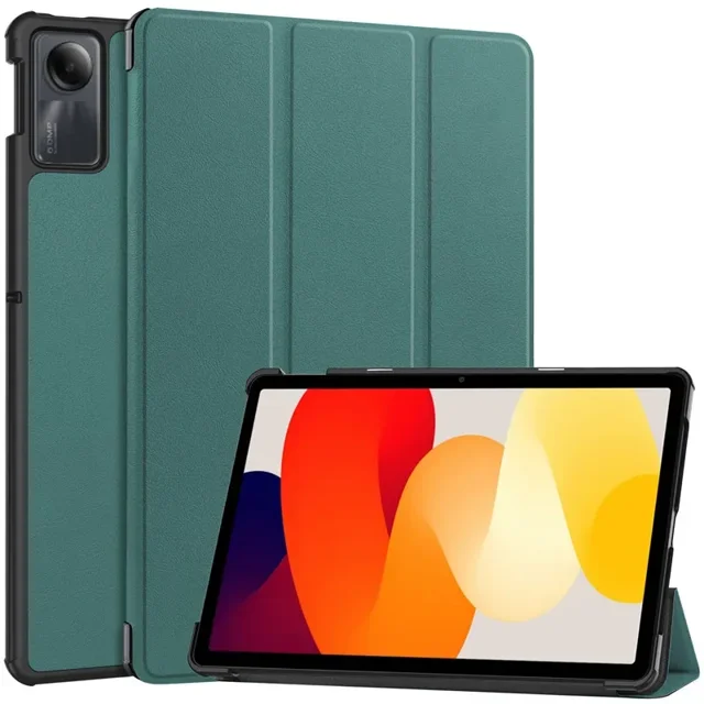 For Xiaomi Redmi Pad SE Tablet Case 2023 PU Leather Tri-Folding Stand Magnetic Shell for Xiaomi Redmi Pad SE 11 Inch Case Cover Dark Green Redmi Pad SE 11 inch