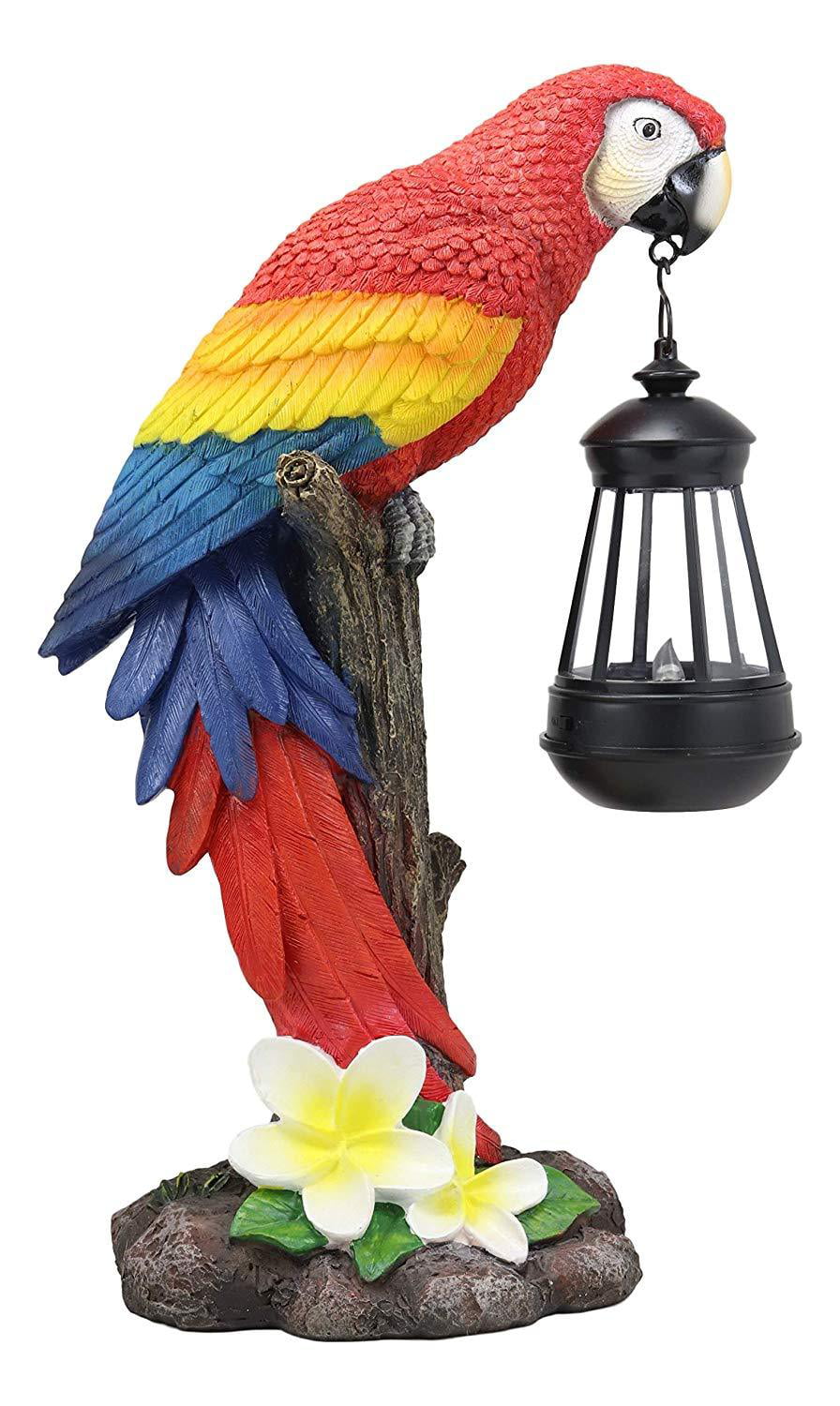 Ebros Gift 14" Tall Bird Red Scarlet Macaw Parrot Statue with Hanging Lantern 
