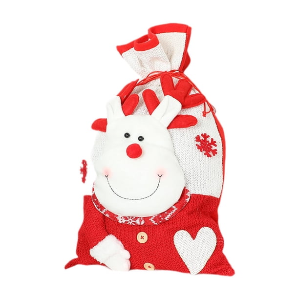 Bolsa con cordón para regalo de Navidad, bolsa para envolver regalos, bolsa grande reutilizable para regalo de Navidad Alce