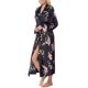 thumbnail image 1 of Lavenderi Albornoz Largo Clásico De Satén Tipo Kimono Para Mujer (L Negro Aop), 1 of 5