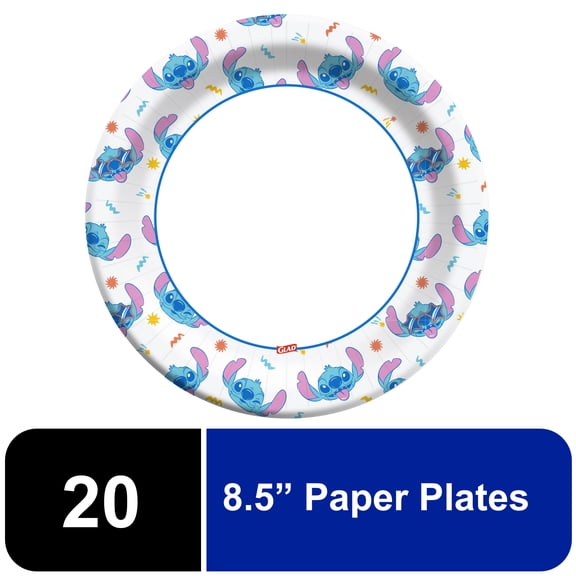 Glad For Kids Disney Lilo & Stitch 8.5 Inch Round Paper Plates - 20 Count
