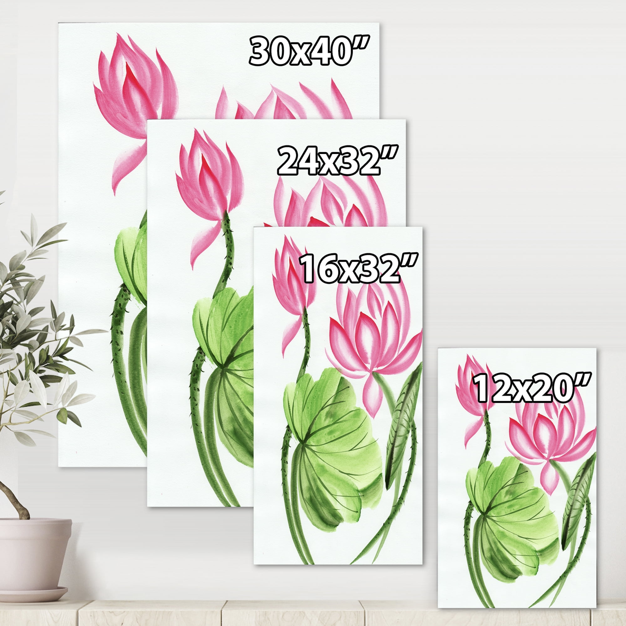 Designart ' The Dragonfly and Lotus II ' Traditional Canvas Wall Art Print