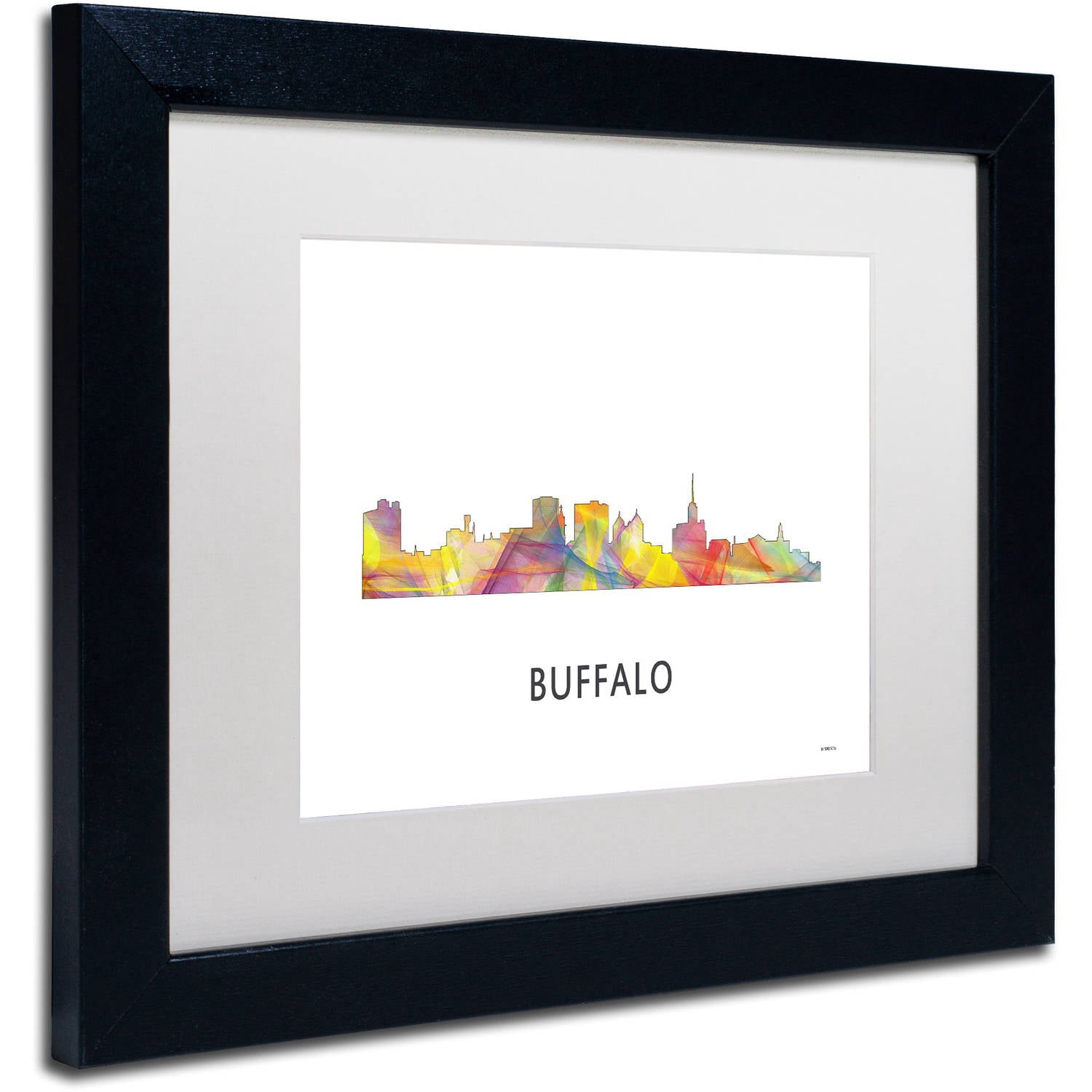 Trademark Fine Art 'Buffalo New York Skyline WB-1' Canvas Art by Marlene Watson, White Matte, Black Frame
