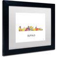 thumbnail image 2 of Trademark Fine Art 'Buffalo New York Skyline WB-1' Canvas Art by Marlene Watson, White Matte, Black Frame, 2 of 4