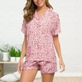 thumbnail image 2 of Lounge Sets for Women Short Sleeve Pajamas Summer Lapel Shirt Shorts Plus Size Home Clothes PJ Sets for Women, 2 of 4