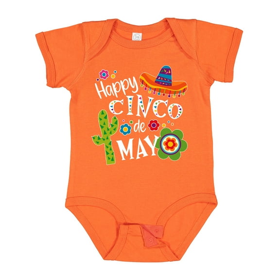 Inktastic Happy Cinco de Mayo- Sombrero, Cactus, Flowers Boys or Girls Baby Bodysuit