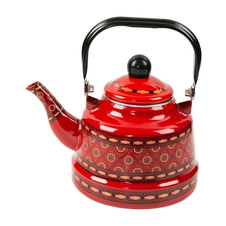 

2.5L Enameled Tea Kettle Teapot Tableware Coffee Kettle No Whistling Easy Clean Teakettle for Stovetop for Picnic Kitchen Outdoor Hiking Red B