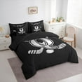 thumbnail image 3 of Homewish Personalized Initial Q Bedding Comforter Set 7-Piece for Kids Boys Girls, Ice Hockey Sport King Bedding Sets, Black and Gray Bed Sheets, Luxury Bedroom Decor, 3 of 8