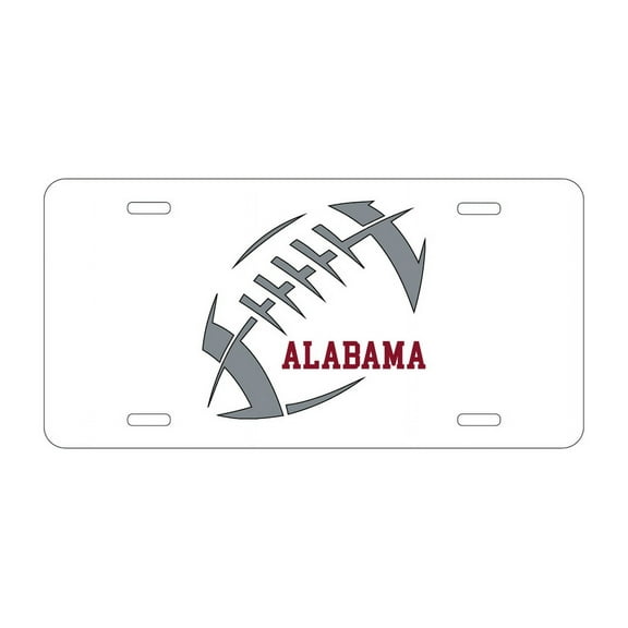 DistinctInk Custom Aluminum Vanity License Plate for Front of Car - Alabama Football - Crimson, Gray