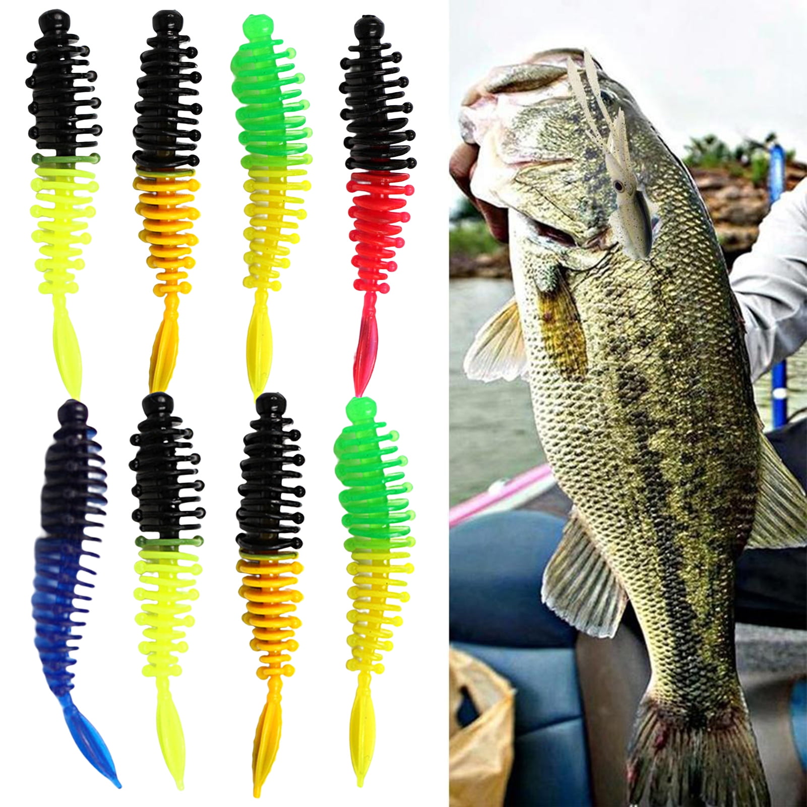 Happy Date 8Pcs/Set 5.5cm/1.3g Soft Fishing Lures for Bass Jig Head Fishing  Soft Plastic Lures with Hook Sinking Swimbaits for Saltwater and