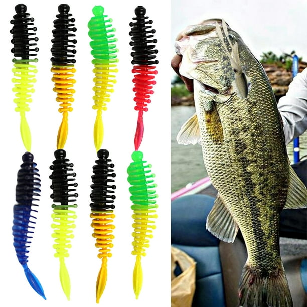 Neinkie 8Pcs/Set 5.5cm/1.3g Soft Fishing Lures for Bass Jig Head Fishing  Soft Plastic Lures with Hook Sinking Swimbaits for Saltwater and Freshwater