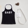 thumbnail image 2 of Girls Summer Dress Letter Print Ribbed Sleeveless Dress and Fanny Pack, 2 of 9