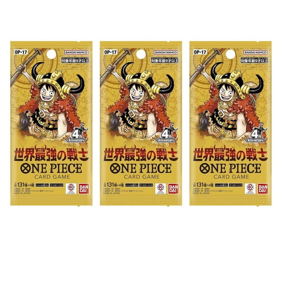 One Piece Card Game The World's Strongest Warrior (OP-17) Japanese Booster Pack Lot - 3 Packs - 18 Cards