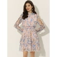 thumbnail image 3 of DARING DIVA Women's Sheer Sleeve Floral Chiffon Dress XS Pink, 3 of 6