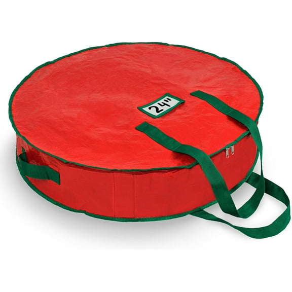 24"Christmas Wreath Storage Bag - Durable, Tarp Material, Zipper, Sturdy Carry Handles, Dust, Pest Protection - Ideal Home, Garage Organization for Seasonal Holiday Wreath Decorations. ()