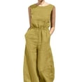 thumbnail image 4 of ORQ Women Loose Sleeveless Tunic Pockets Botton One-Piece Jumpsuits, 4 of 5