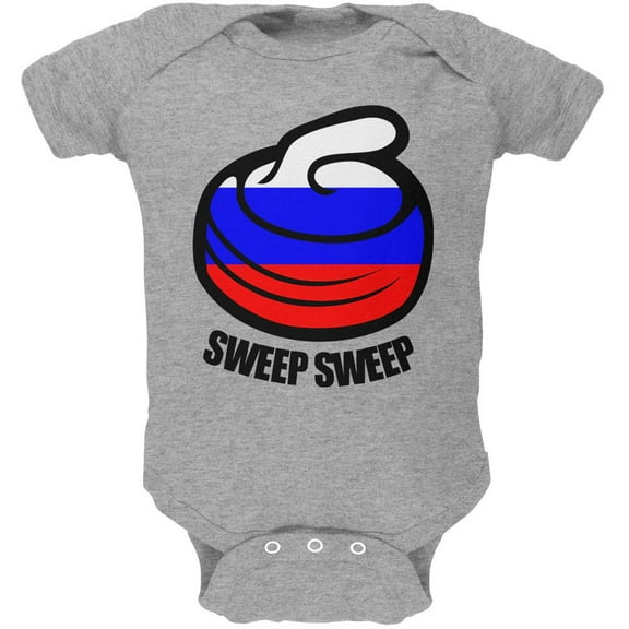 Winter Sports Flag Curling Sweep Sweep Russia Soft Baby One Piece