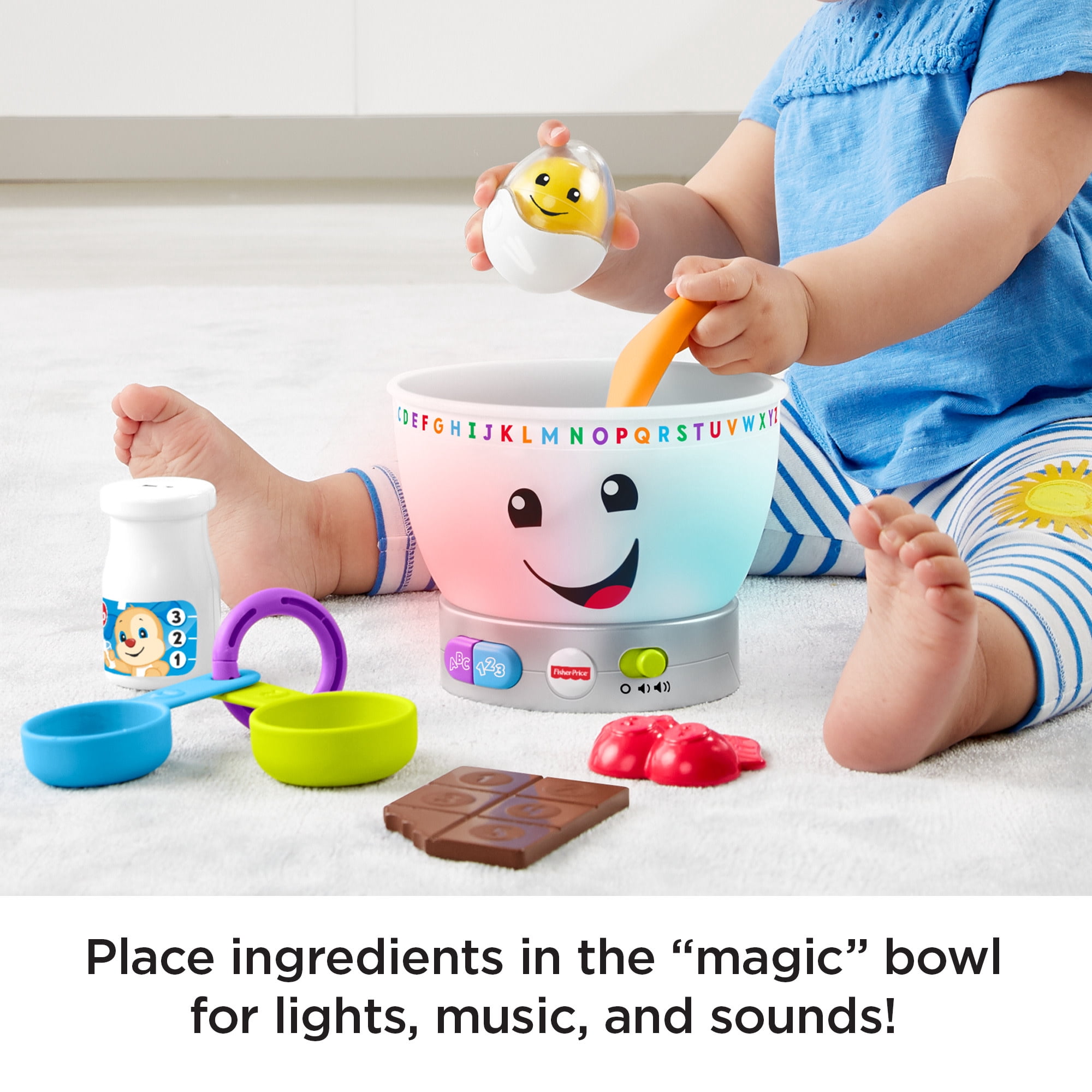 Fisher-Price Laugh & Learn Magic Color Mixing Bowl Infant & Toddler Learning Toy, 7 Pieces