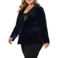 thumbnail image 4 of Agnes Orinda Women's Plus Size Velvet Blazer Vintage Evening Sparkle Button Contrast Notched Lapel Blazers, 4 of 5