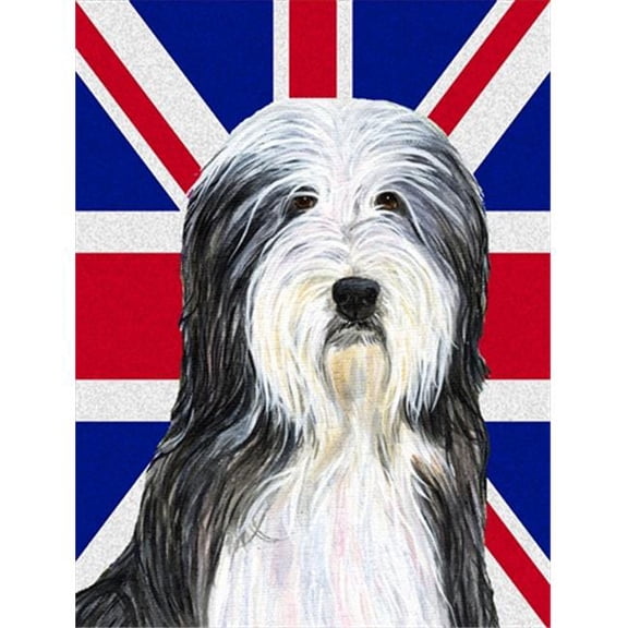 Bearded Collie With English Union Jack British Flag Flag Canvas House Size