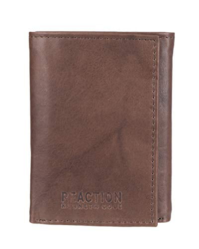 Kenneth Cole Men's Brown Faux Leather RFID Protection Bifold Passcase Wallet