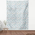 thumbnail image 4 of Ambesonne Cartoon Fabric by the Yard Upholstery, Smiling Sun Shower, 1 Yard, Pale Azure Blue Coral, 4 of 5