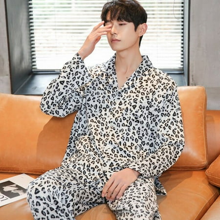 

CoCopeaunt Spring and Summer Mens Silk Short-sleeved Long Trousers Cool Satin Pajamas Silk Clothes Pijama Hombre Men Silk Pajamas