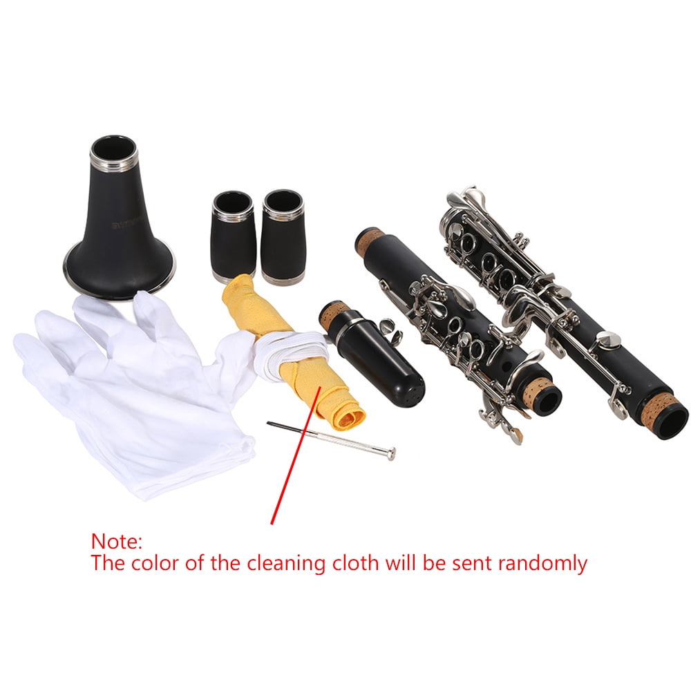 Elowen Bb Clarinet Bb ABS Clarinet Bb Cupronickel Plated 17 Key with Cleaning Cloth Gloves Screwdriver Woodwind Instrument for Beginner Student