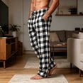 thumbnail image 5 of Mifsaly Men's Pajama Pants Plaid Lounge Sleep Pants with Pockets Drawstring Elastic Waist Relaxed Fit Sleepwear Bottoms Black,L, 5 of 9