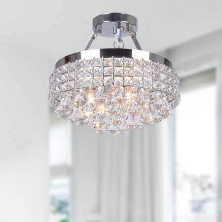 The Lighting Antonia 4 Light Crystal Semi Flush Mount