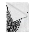 thumbnail image 2 of Black and White Soft Flannel Fleece Throw Blanket, Hand Drawn Cramp Fish Style Ornament Boho, Cozy Plush for Indoor and Outdoor Use, 70" x 90", Black and White, by Ambesonne, 2 of 5