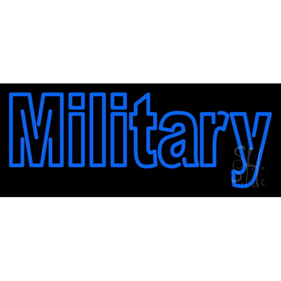 Military LED Neon Sign 10 x 24 - inches, Black Square Cut Acrylic Backing, with Dimmer - Bright and Premium built indoor LED Neon Sign for Defence Force.