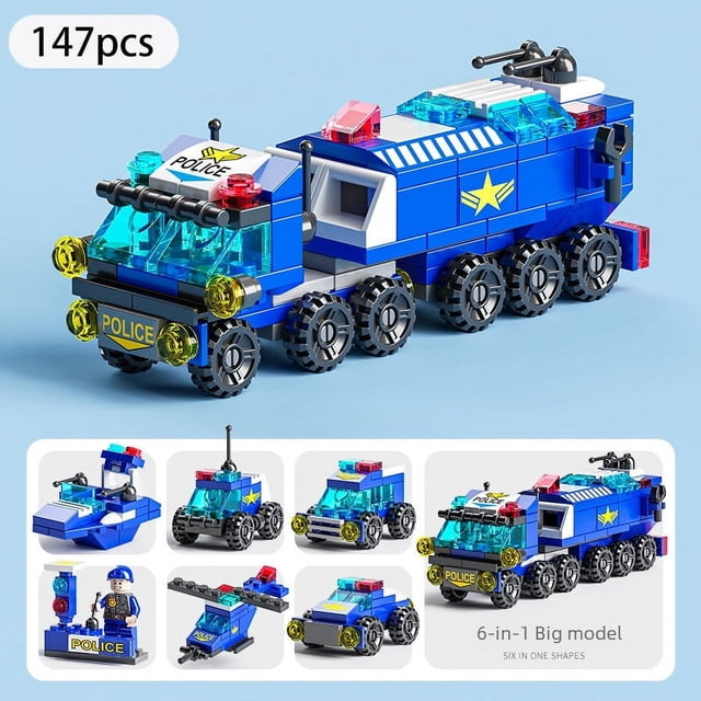 Compatible con bloques de patchwork, partículas diminutas, coche ensamblado, juguetes para niños, tanque educativo, coche de policía